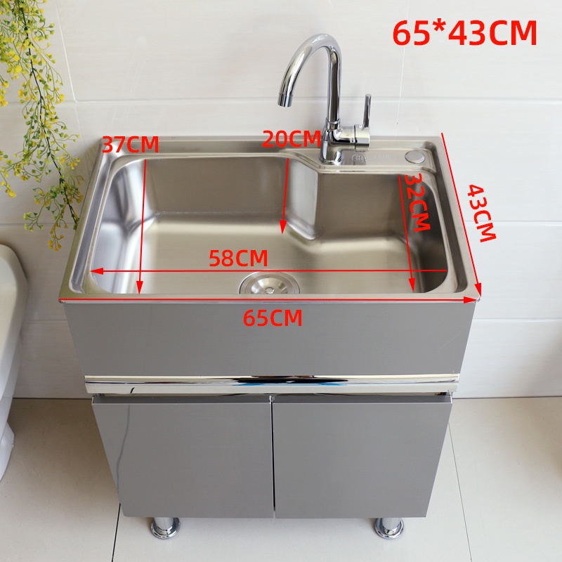 Bathroom Sinks Laundry Pool Balcony Household Stainless Steel Laundry Sink Wash Basin With Washboard Easy To Clean Double Sink Laundry Pool Gift Color A Size 604822cm