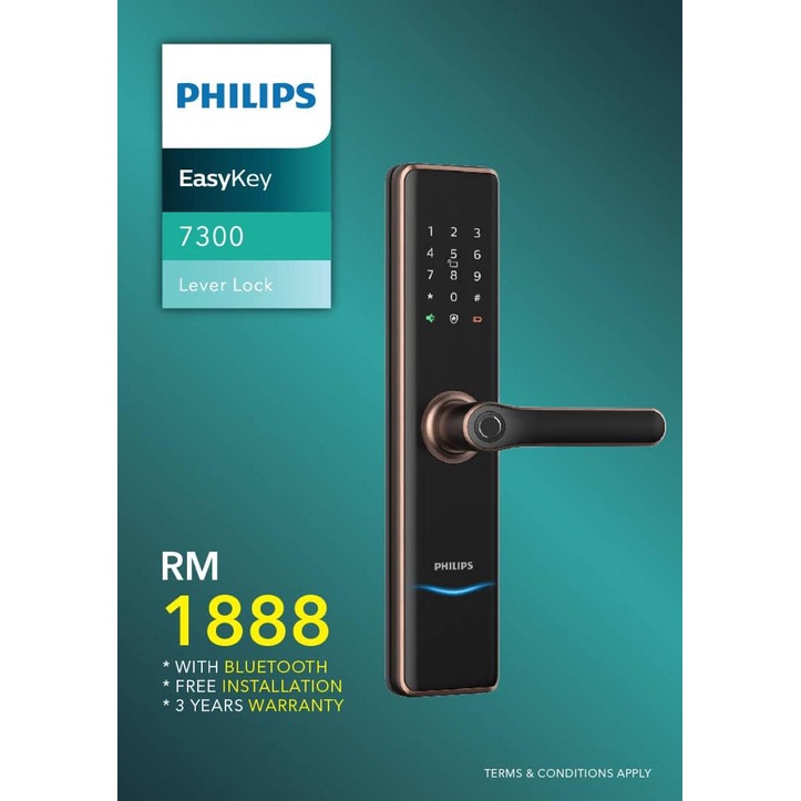 Philips Digital Lock Easy Key 7300 Including Free Installation | Shopee ...