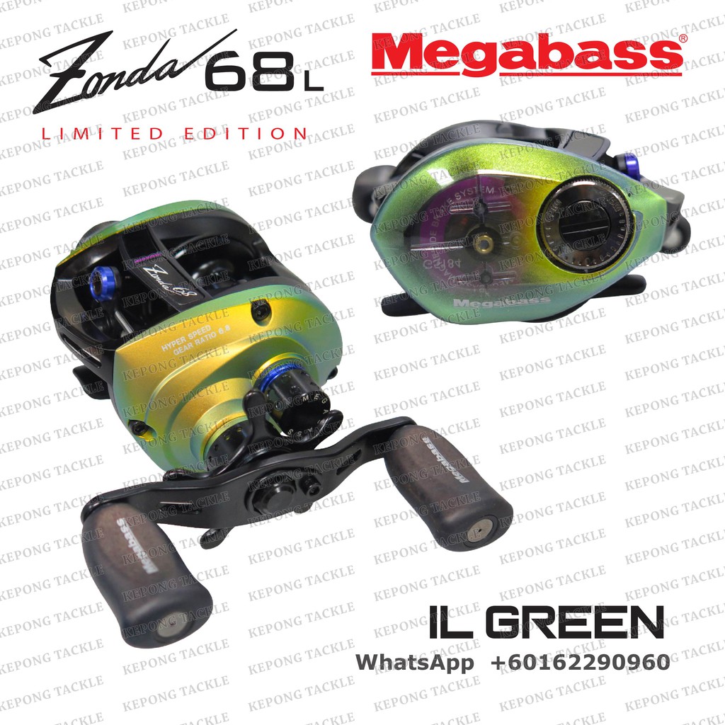 MEGABASS ZONDA 68 Left White / IL Green / Rosso Red / Dragon LIMITED  EDITION BAITCAST Reel with Free Gift
