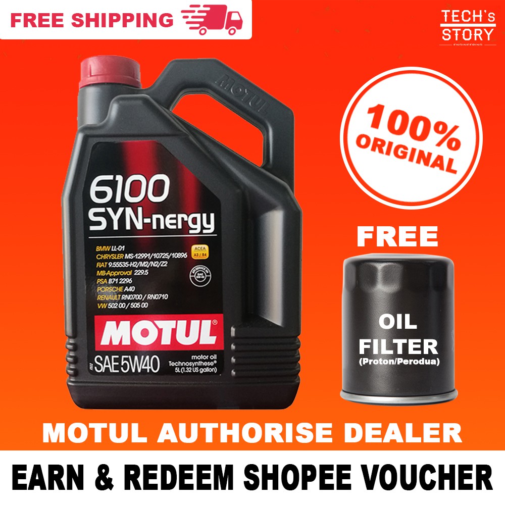 Motul 5W40 6100 Syn-nergy 5W-40 5L ORIGINAL | Shopee Malaysia