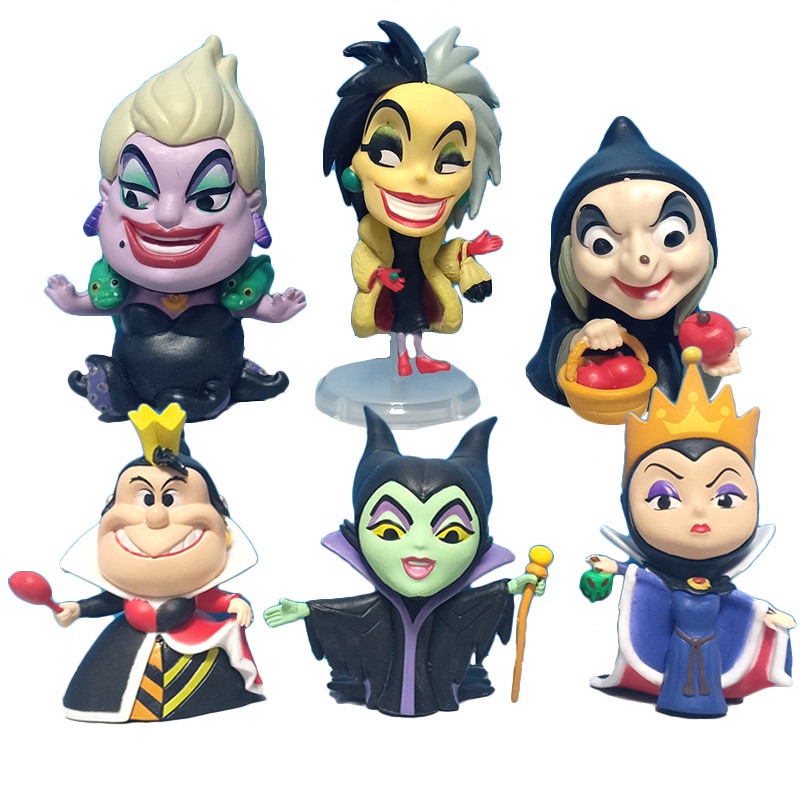 6 pieces Maleficent Evil Queen Witch Cruella de Vil Figures Villains ...