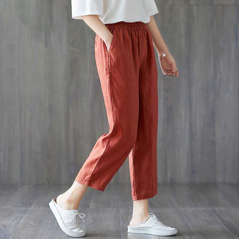 Cotton and Linen Casual Pants Women's Trousers Korean Version of Loose ...