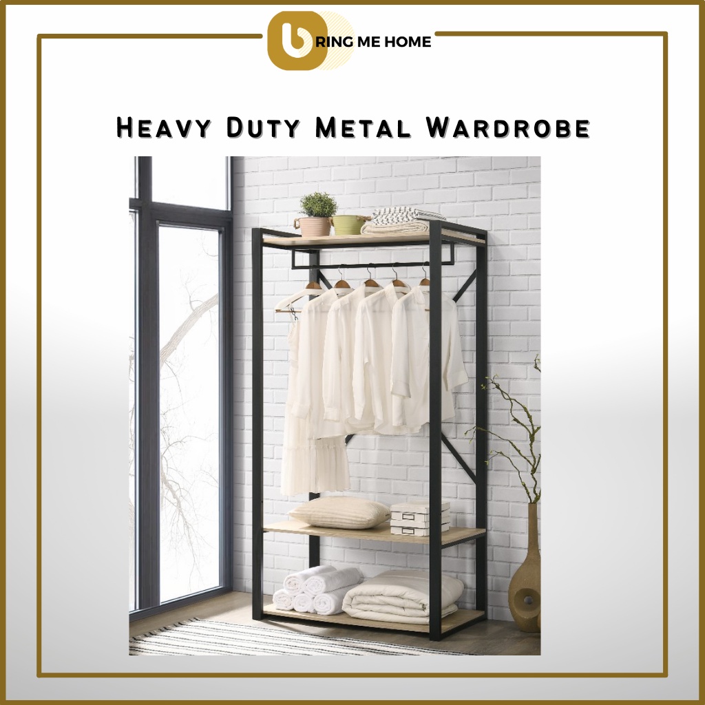 HERO Heavy Duty Metal Rack Open Closet Wardrobe Clothes Organizer ...