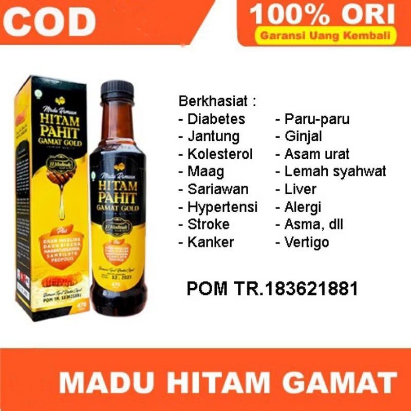 HITAM Elmadinah Bitter Black Honey 470gram Extra Gamat Gold And ...