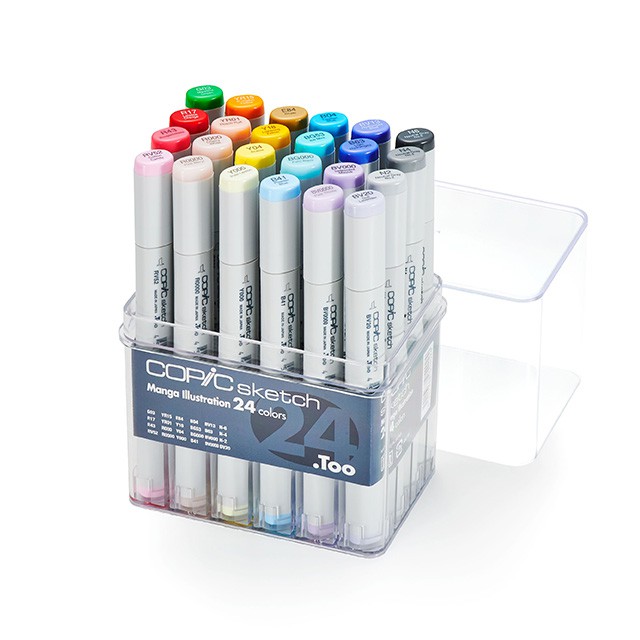 Japanese COPIC Sketch Comic Illustration 24 Colors Set With Acrylic Box ...