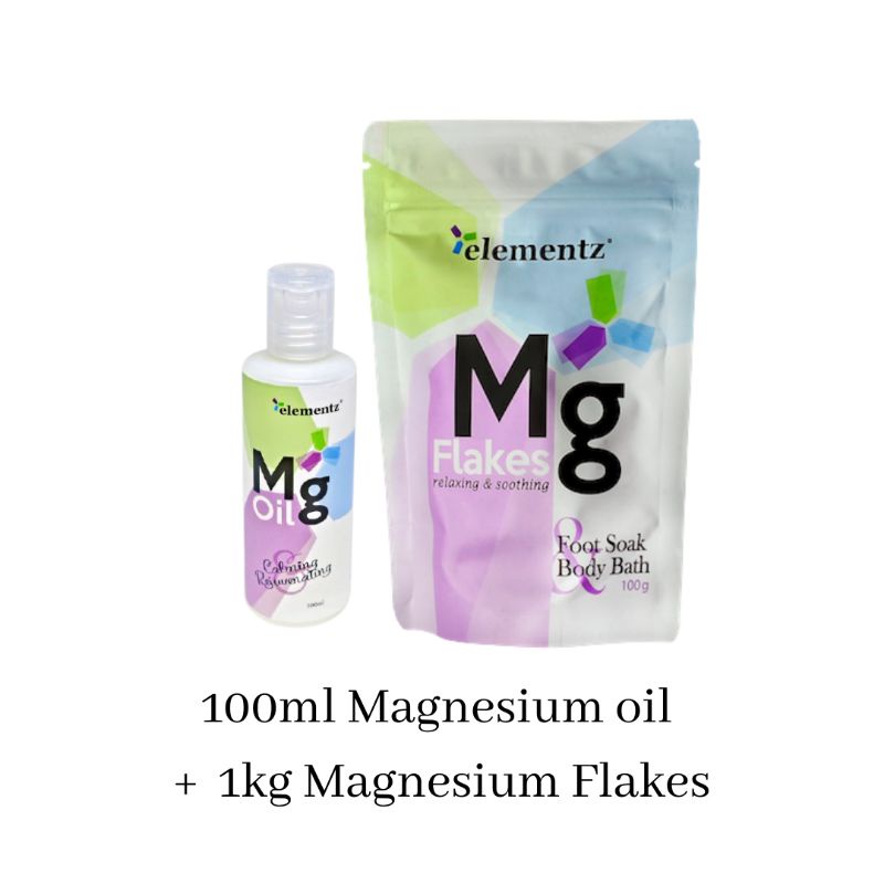 Magnesium Oil 100ml + Flakes 1kg ( Anxiety / Stress /Pregnancy / Detox