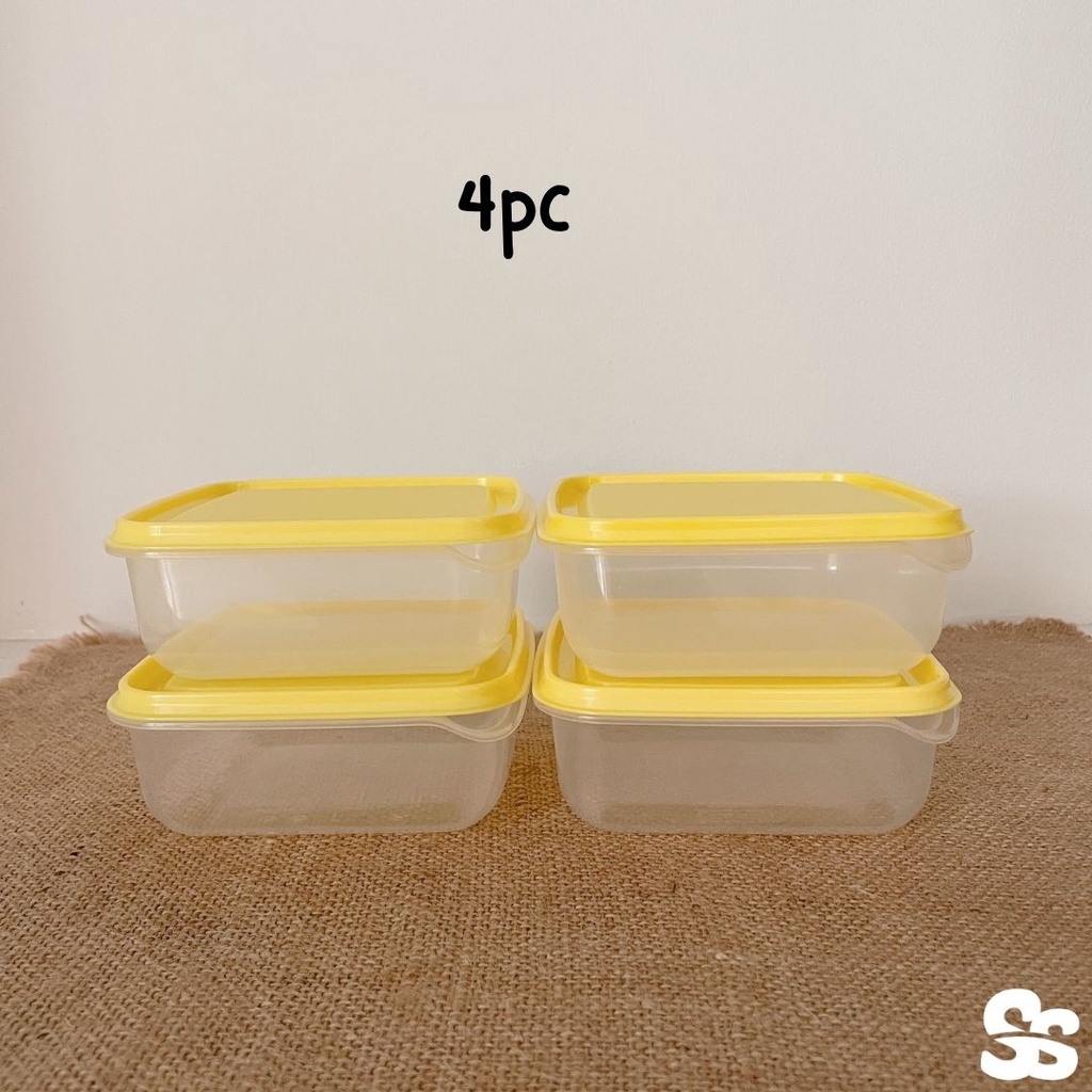 IKEA Pruta Yellow Lid Container, Transparent, Square, warna kuning ...