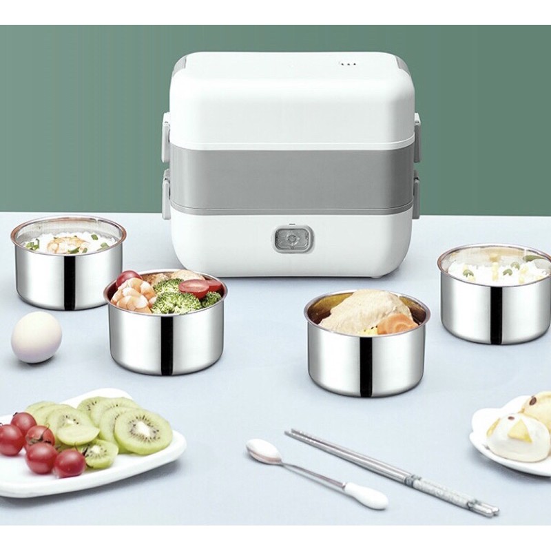 「Ready Stock」Mini Electric Rice Cooker Stainless Steel 2 Layers Steamer ...