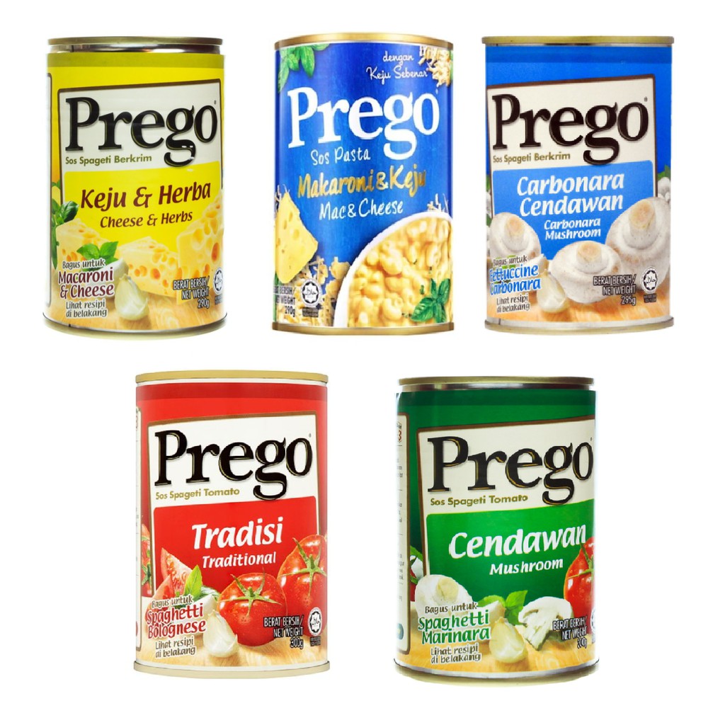 Prego Pasta Sauce (Can) - Cheese & Herbs/Mac & Cheese/Carbonara  Mushroom/Mushroom/Traditional (290g/295g/300g)