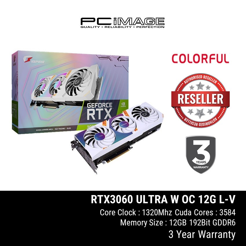 COLORFUL iGame GeForce RTX 3060 Ultra W OC 12G L-V DDR6X - White ...