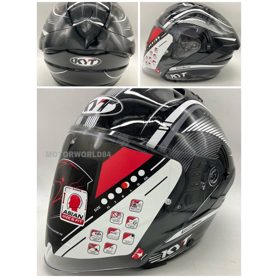 HELMET KYT NFJ KYT HELMET NFJ RADAR WHITE DOUBLE VISOR BLACK Shopee