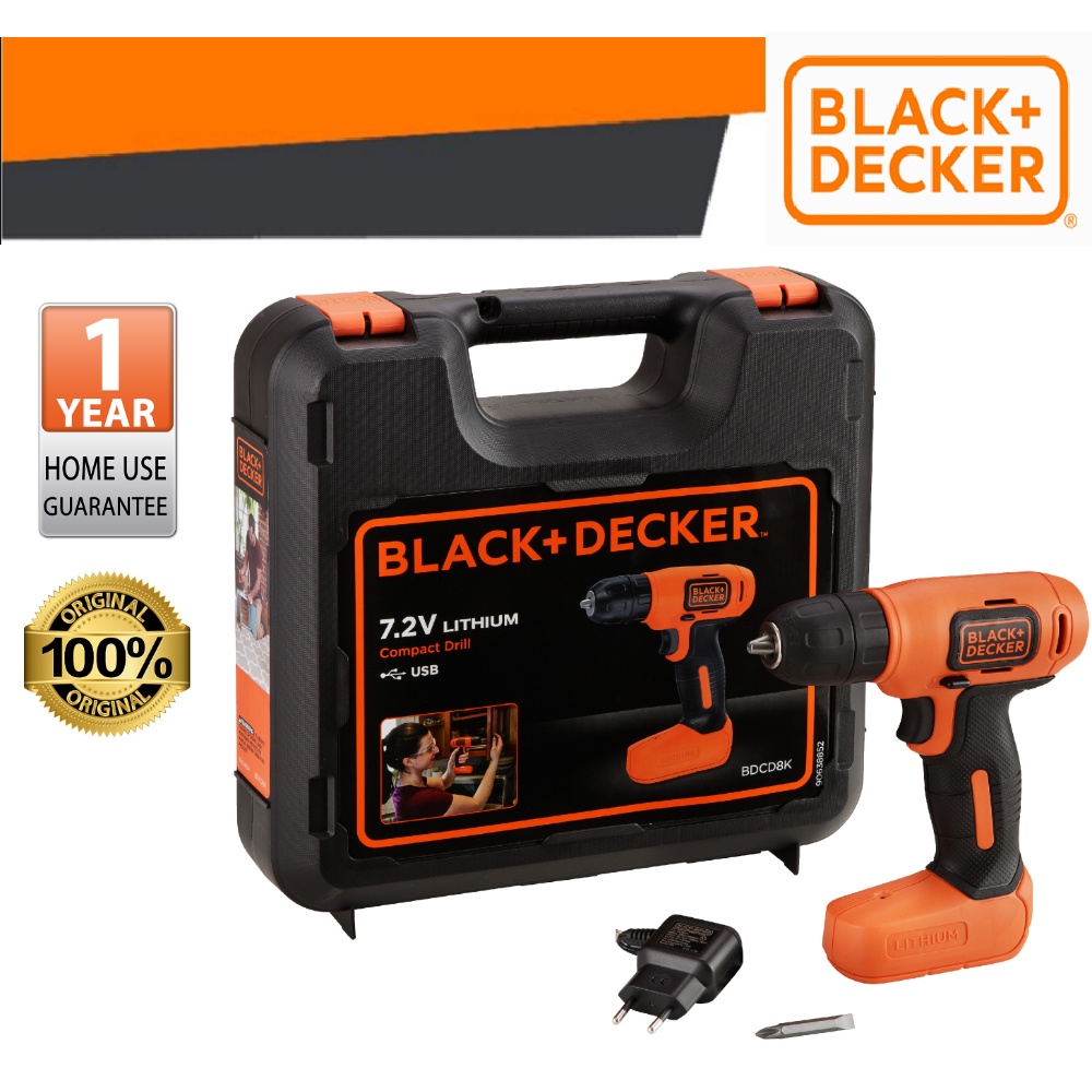 BLACK DECKER BDCD8K B1 CORDLESS POWER TOOL 7.2V COMPACT LITHIUM LON CORDLES DRILL DRIVER USE MICRO USB CHARGER SAFETY