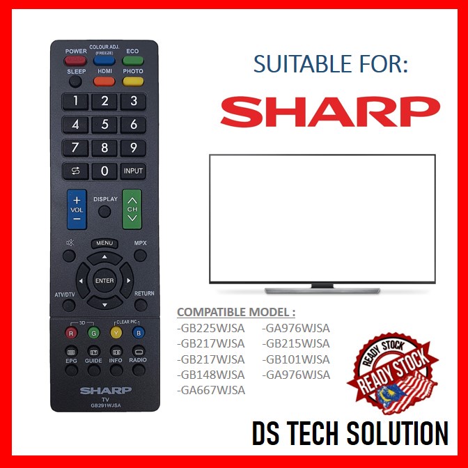 SHARP LED TV REMOTE CONTROL [M'SIA STOCK] REPLACEMENT GB291WJSA