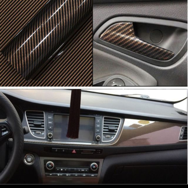 2D High Glossy Gold Carbon Fiber Vinyl Wrap Sticker Car Wrap car ...