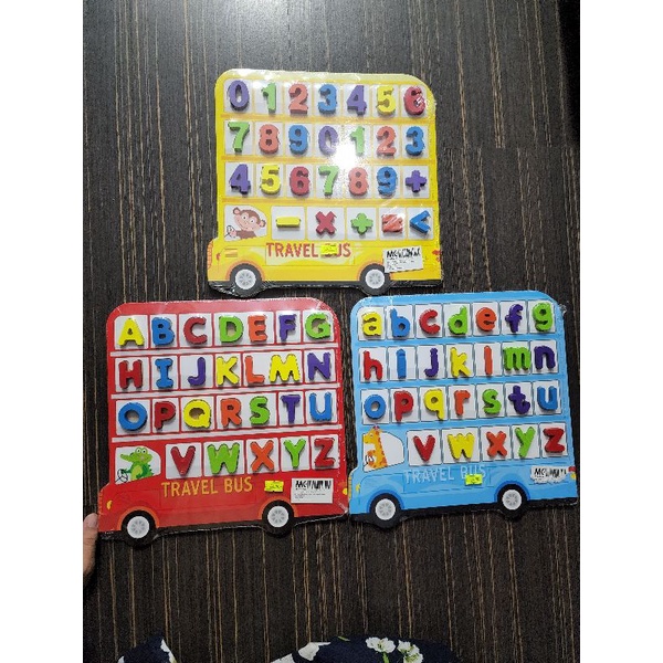 Puzzle ABC dan nombor bentuk bas dan epal | Shopee Malaysia