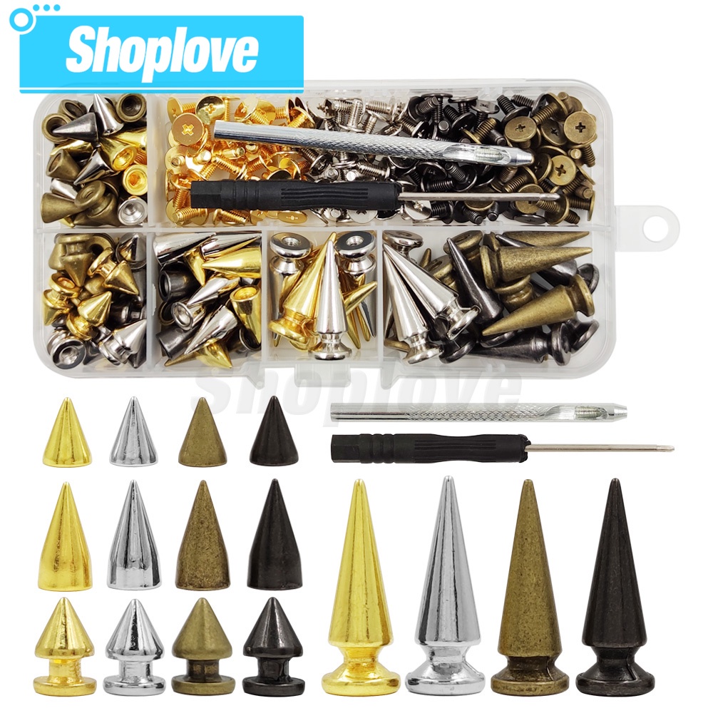 80/160/180Sets Punk Bullet Spikes Rivets Leather Studs And Spikes Kit ...