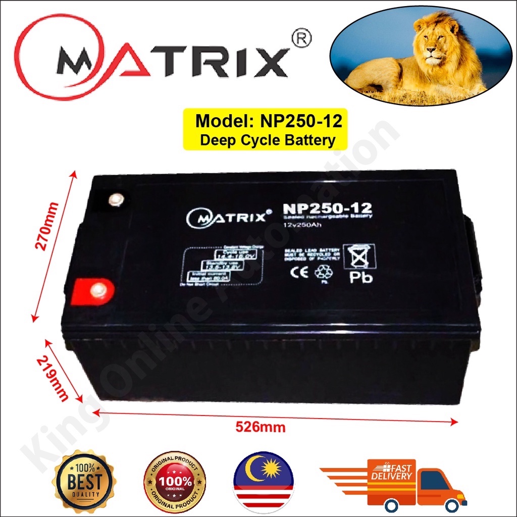 12V 250AH Matrix AGM Rechargeable Battery | Shopee Malaysia
