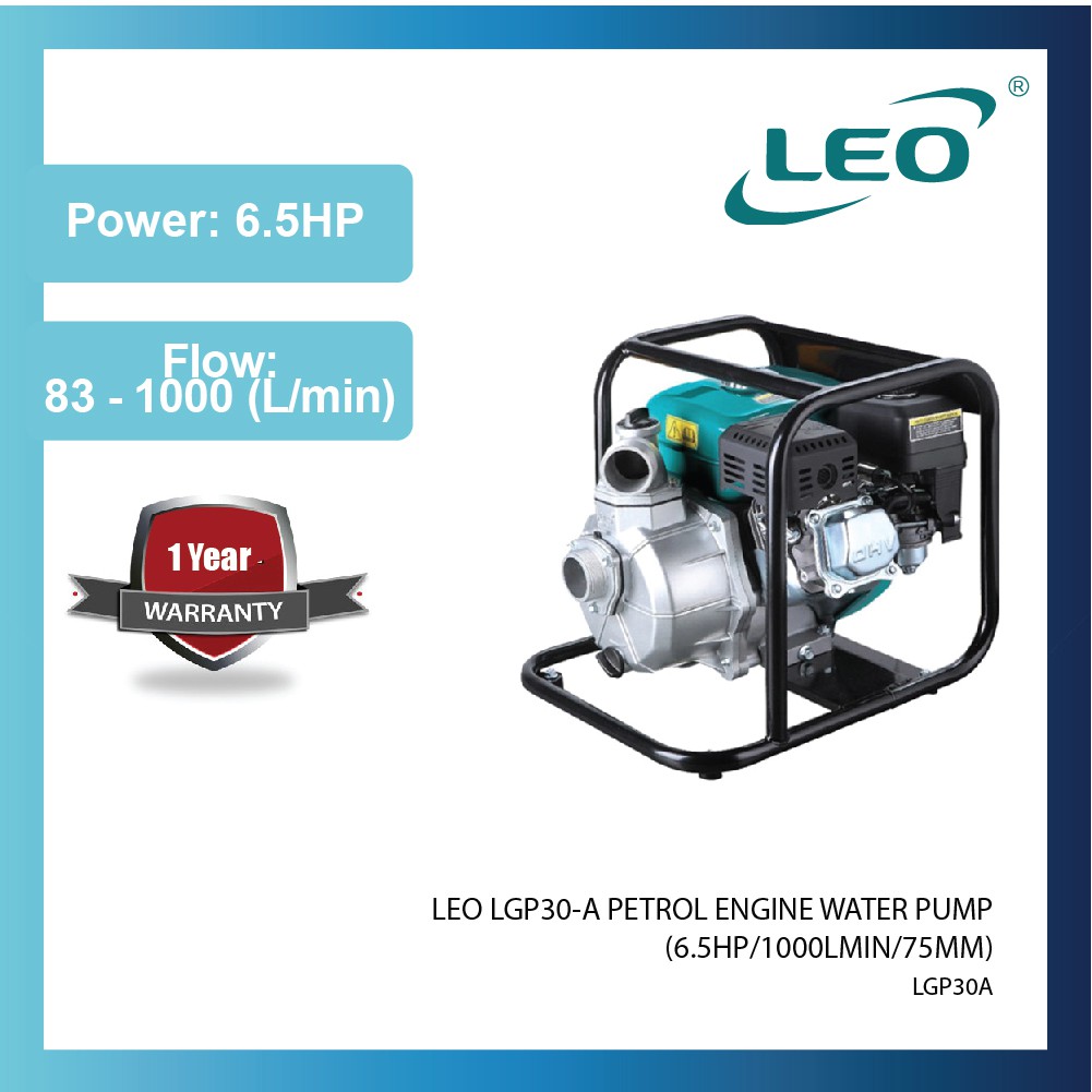 LEO LGP30-A PETROL ENGINE WATER PUMP (6.5HP/1000LMIN/75MM) | Shopee ...