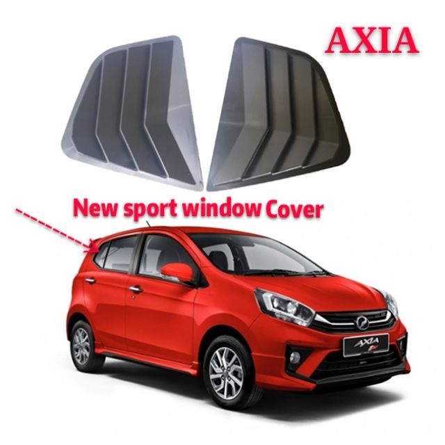 2pcs Perodua Axia Window Cover 3D Carbon Matte Black Mustang Sporty ...