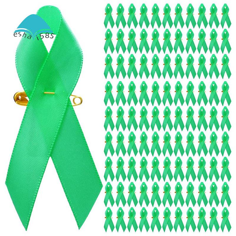 100 Pieces Awareness Ribbon Satin Ribbon Lapel Pins Fabric Ribbons with ...