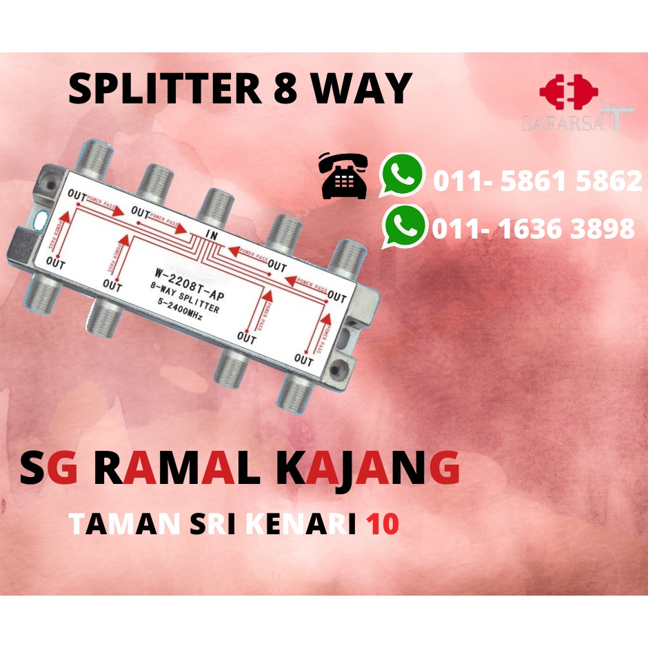SATELITE ANTENA CABLE TV SIGNAL DISTRIBUTOR SPLITTER ( 8WAY ) | Shopee ...