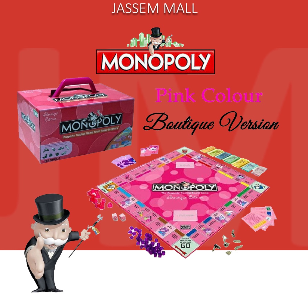 Pink Premium Monopoly Boutique Edition Property Trading Board Game