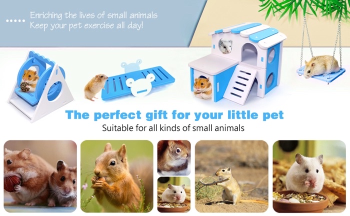 Curated visual reference: Picture Idea: Hamster House DIY Wooden Gerbil Hideout Swing Pet Sport Exercise