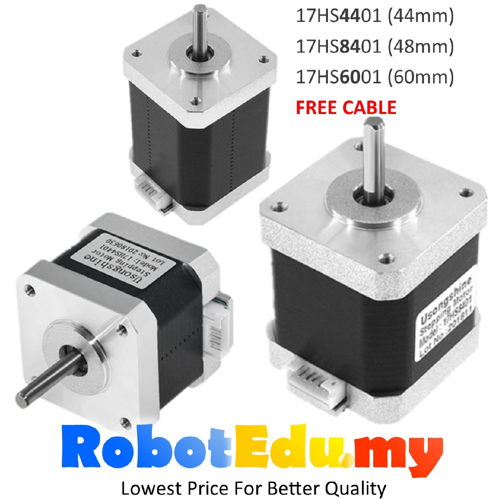 CNC 3D Printer Nema17 17HS4401 17HS8401 17HS6001 44-60mm High Torque 4 Lead 42 Stepping DC Stepper Motor - Free Cable