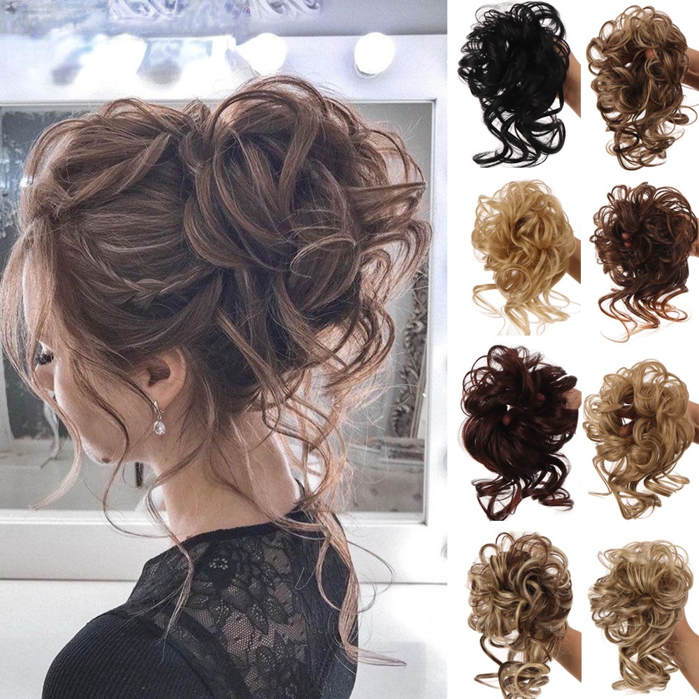 Synthetic Hair Bun Chignon Messy Curly Hair Wigs Fake Hair Pieces