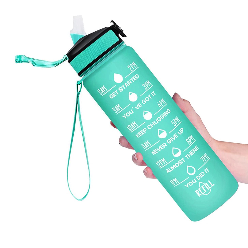 1000ml Ins Water Bottle with Straw Botol Air Viral BPA Free,Cute ...