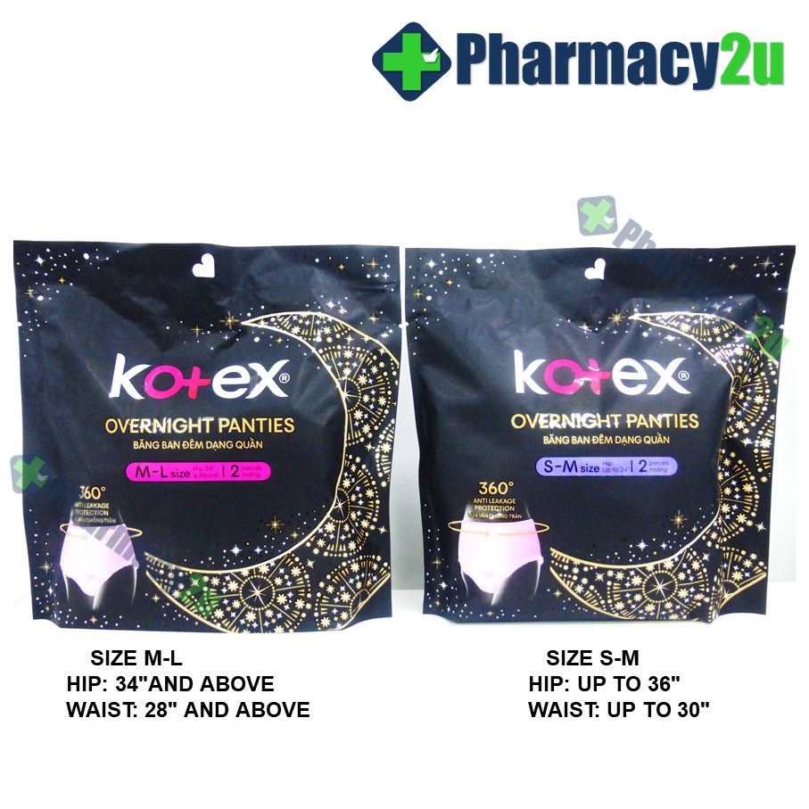 KOTEX OVERNIGHT PANTIES 360 ANTI LEAKAGE PROTECTION SIZE SM/ML