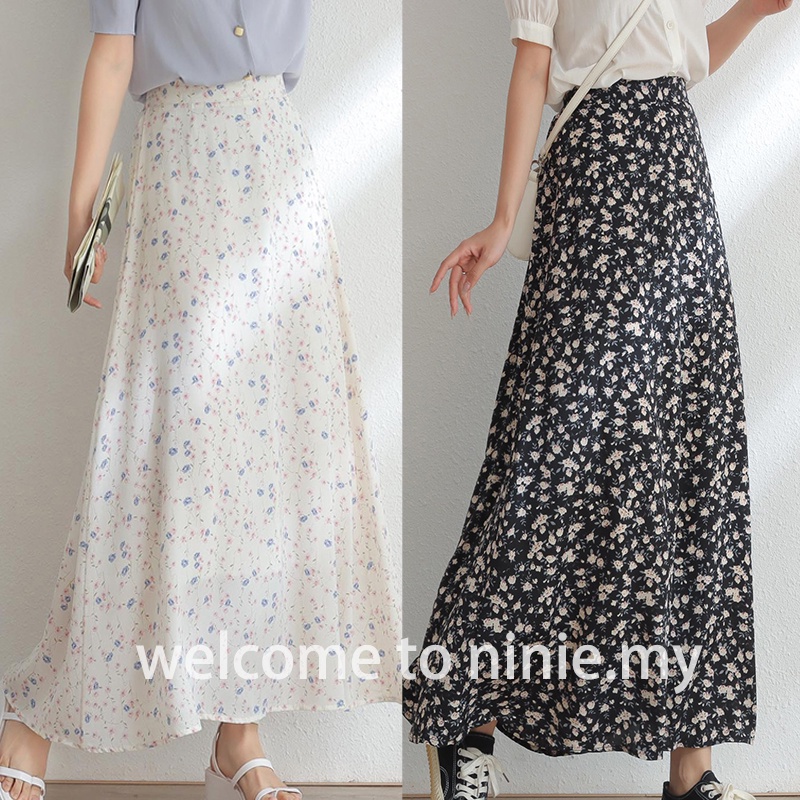 Korean floral maxi skirt hotsell