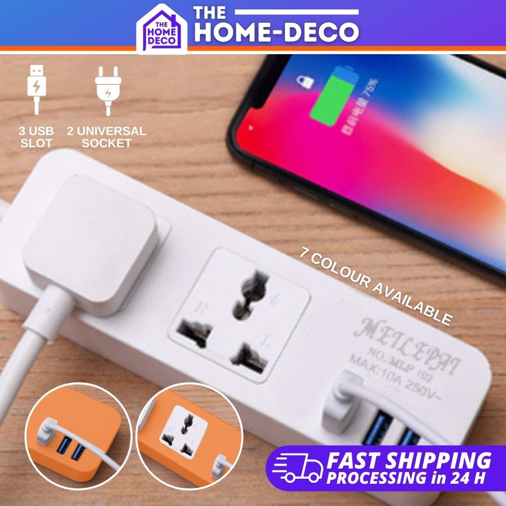 Trailing Socket USB Power Extension USB Charger Port 3x2 USB Adapter ...