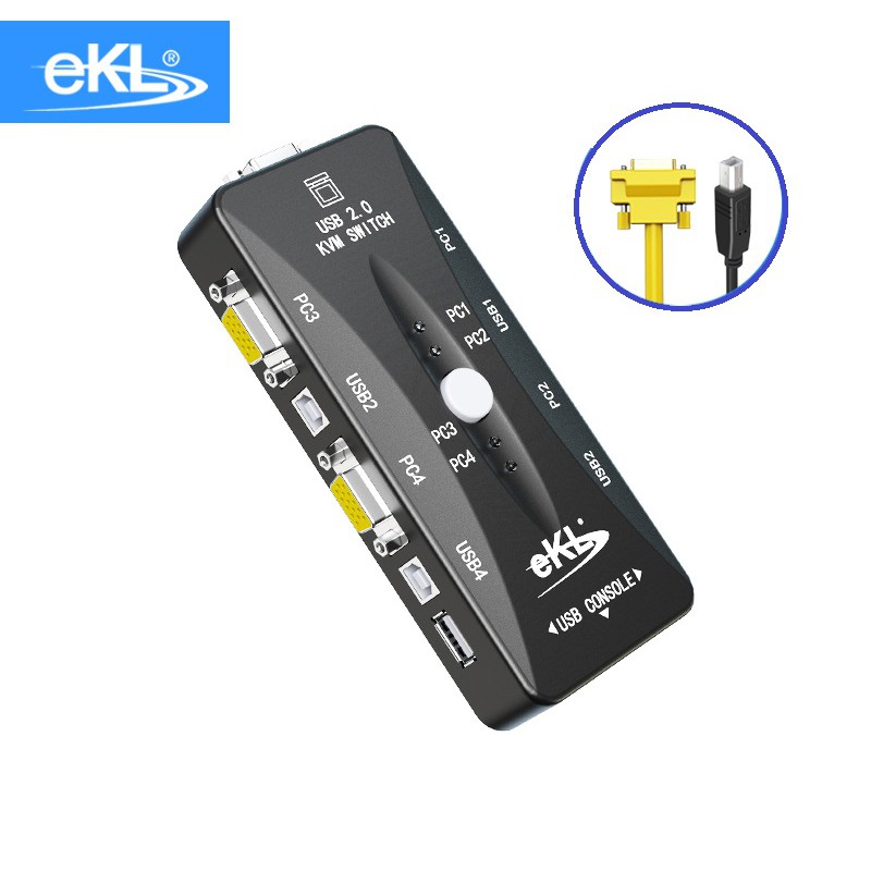 eKL eKL41UA 4 Port KVM Switch with 4 x 1.5m VGA+USB cables no power