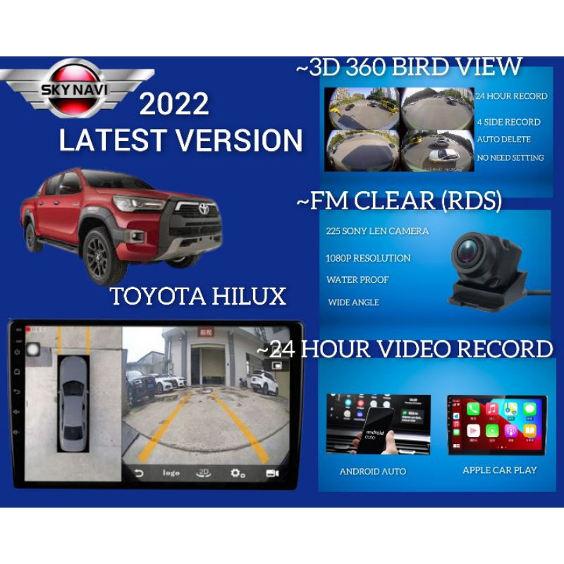 TOYOTA HILUX REVO / VIGO 3D 360 BIRD VIEW CAMERA + DVR VIDEO RECORD CAR ...