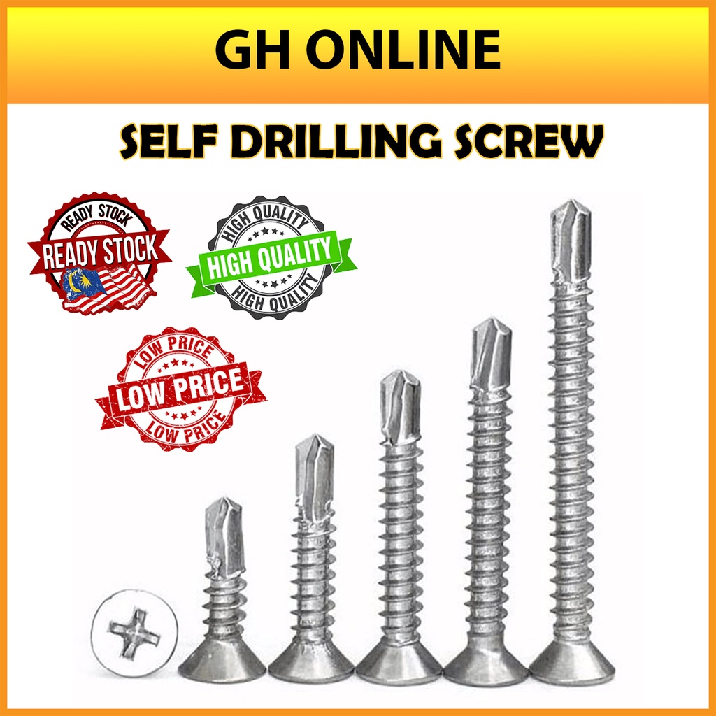 SELF DRILLING SCREW / TEBUK BUMBUNG BESI 1 PACK 50 PCS | Shopee Malaysia