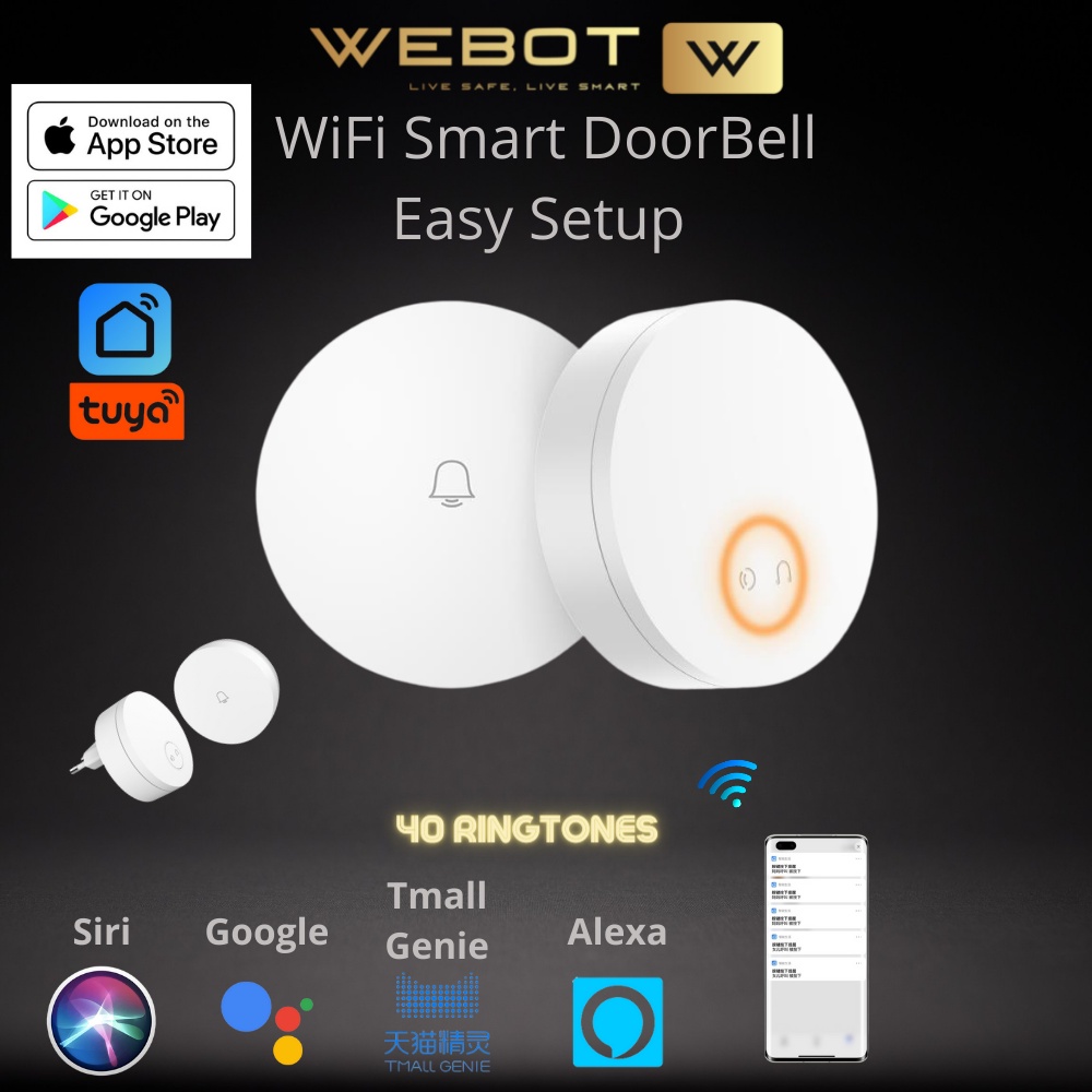 WEBOT WiFi Smart Self-Powered Door Bell Waterproof Wireless.