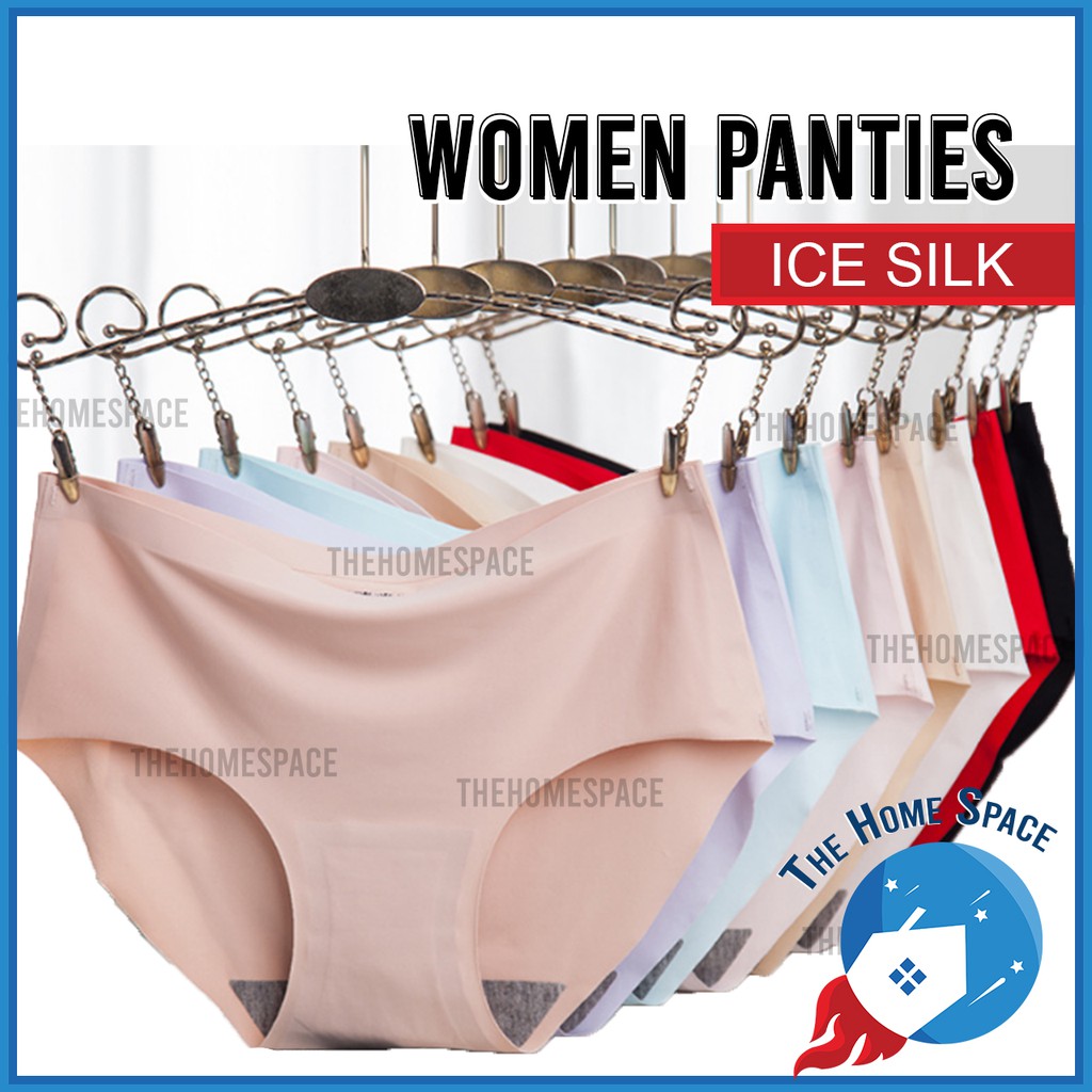 High Quality Seluar Dalam Women Fashion Seamless Ice Silk Panties Girls  Clothing Sexy Underwear Middle Waist Panties