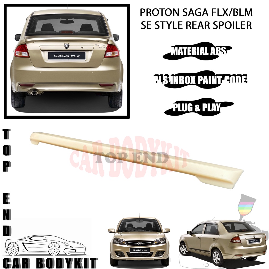 Proton Saga Flx Blm Se Style Rear Trunk Spoiler Ducktail Se Abs Skirt