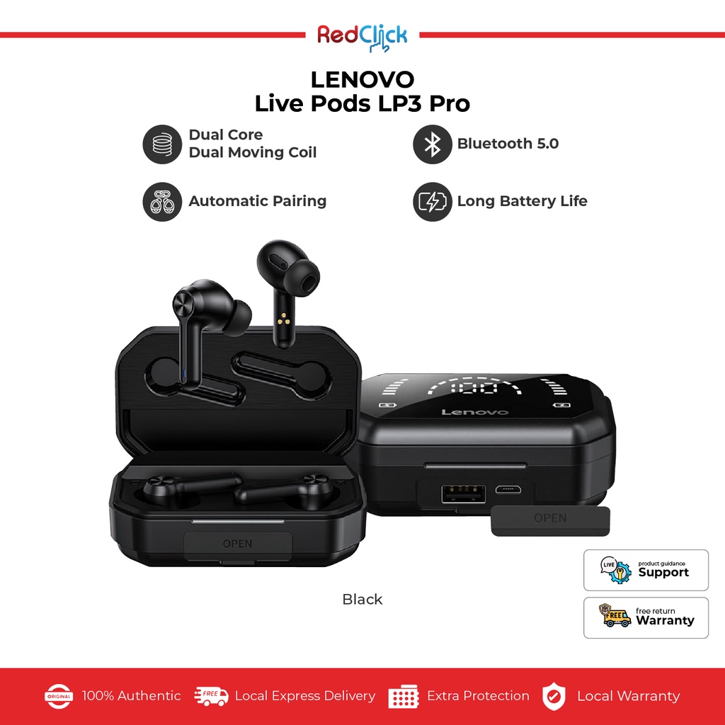 Lenovo Livepods LP3 Pro True Wireless Earbuds Intelligent AI Noise  Reduction Low Latency Gaming Earphones Shopee Malaysia