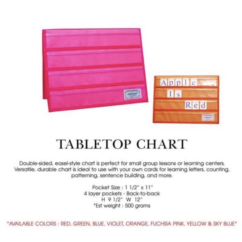 TABLETOP SMALL POCKET CHART BY CHARTS UNLIMITED | Shopee Malaysia