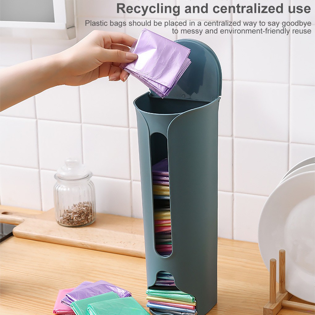 Kitchen Wall-Mounted Plastic Bag Storage Holder Garbage Pouch Saver ...