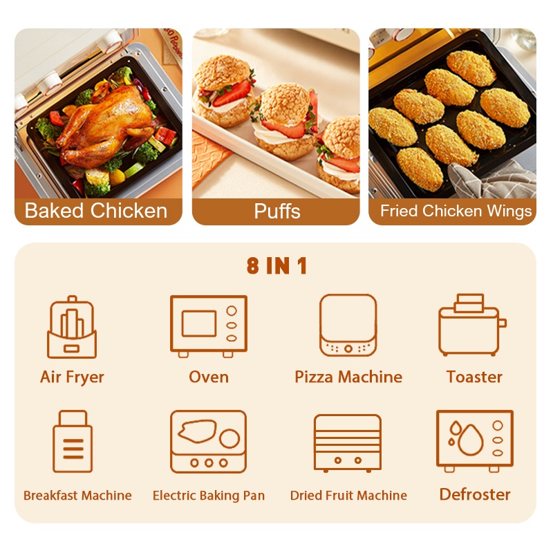 1pc Large Capacity Air Fryer, Home Smart Touch Air Fryer Electric Oven  All-in-One Multifunctional Fully Automatic Smart Oil-free Baking Oven  Visual Window Air Fryer Internal Stainless Steel