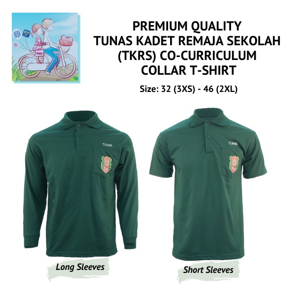 Tunas Kadet Remaja Sekolah Tkrs Tshirt Collar Long Sleeves Lengan