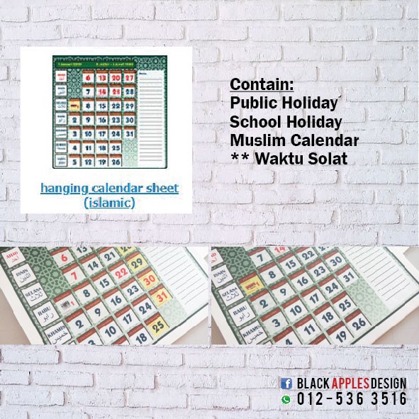 CALENDAR ISLAM 2024 SMALL (WITH SCHOOL HOLIDAY) Shopee Malaysia