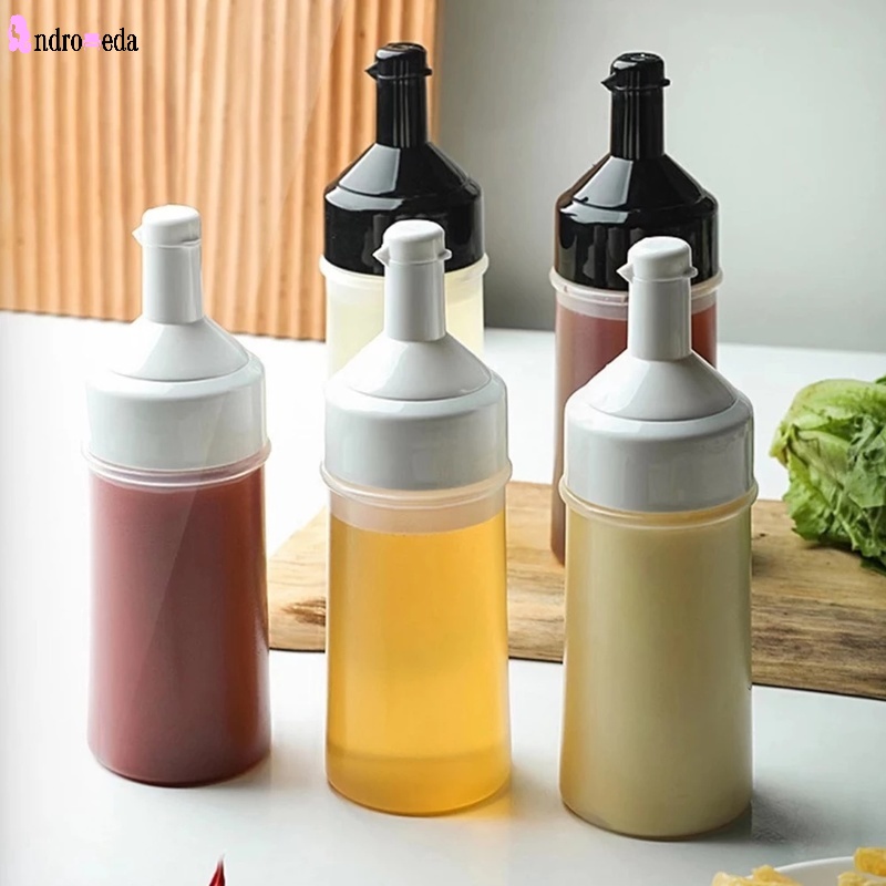 250ml Sauce Bottle White Black Squeeze Oiler Seasoning Bottles Plastic 