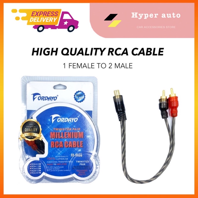 Fordayo Car Audio RCA Cable 1 Male To 2 Female / 1 Female To 2 Male Car
