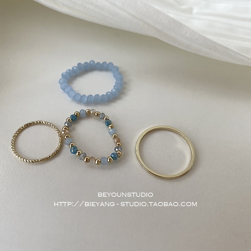 Colorful Beaded Set Ring Female In Design Simple Korean Ring ...