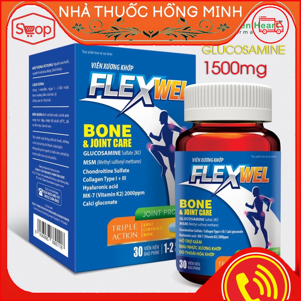 Flex wel osteoarthritis oral tablet has Glucosamine, collagen, vitamin