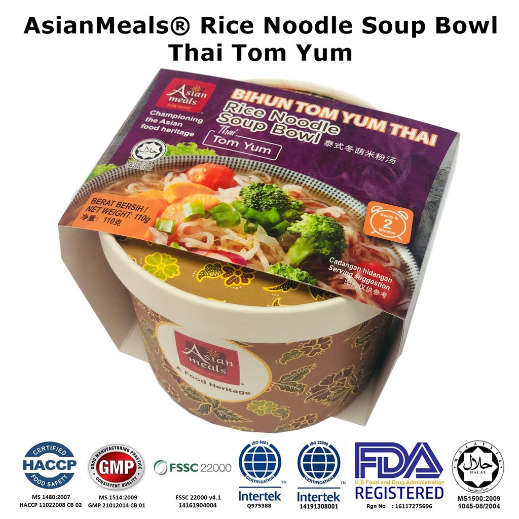 AsianMeals® Rice Noodle Soup Bowl Tomyum/Healthy Noodles/Instant